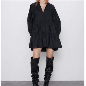 Zara Taffeta Tiered Mini Dress - Medium